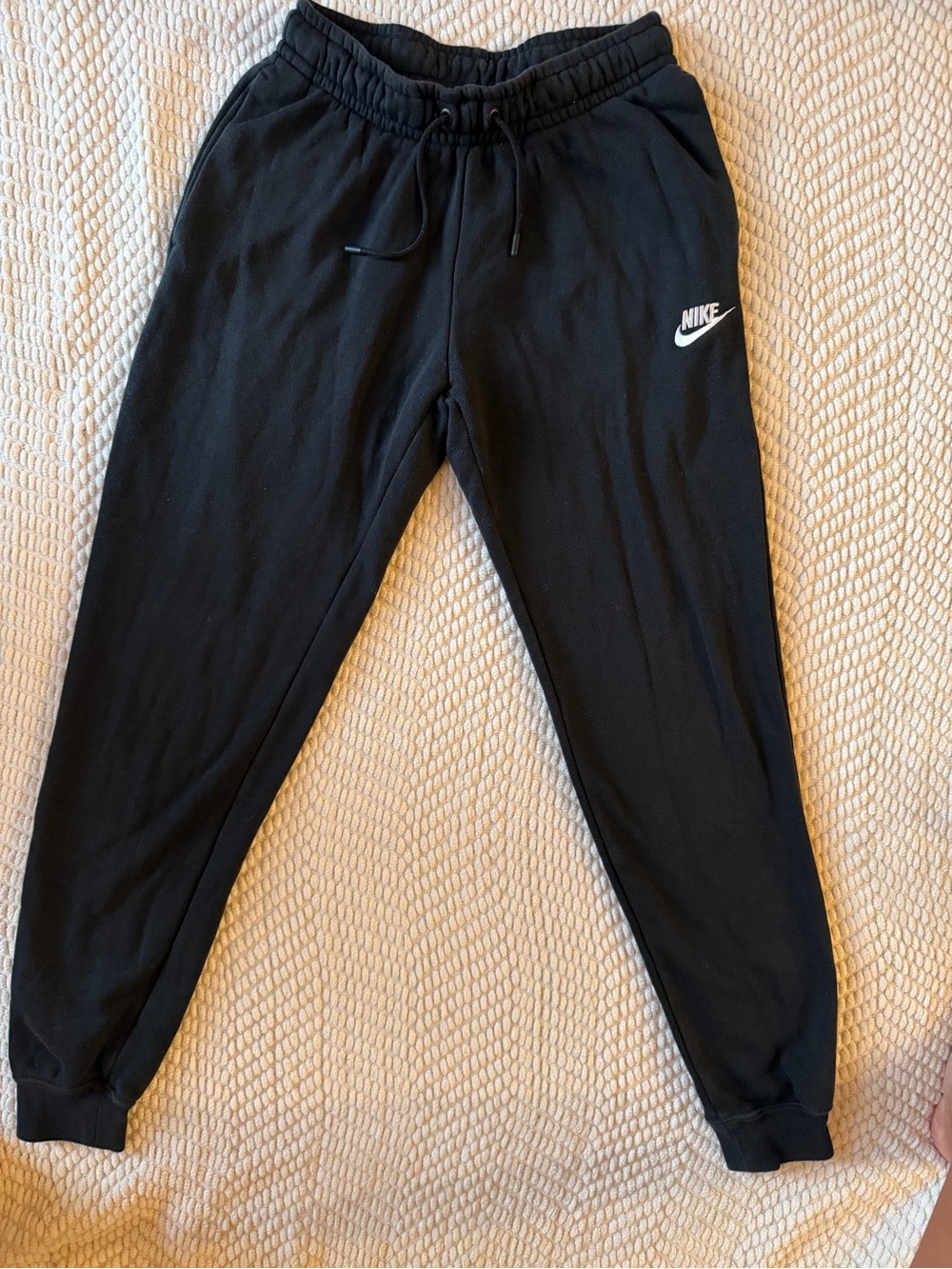 Nike Kids Black Jogger Sweatpants with White Swoosh